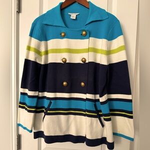 Joan Vass Double-Breasted Striped Sweater